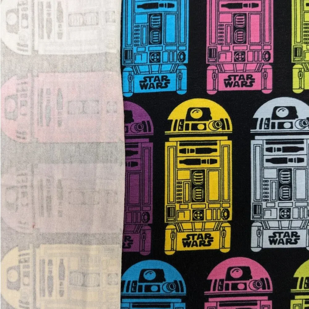 3 Yards Vintage STAR WARS R2-D2 Stretch Knit CAMELOT Fabric Colorful Cute Robots